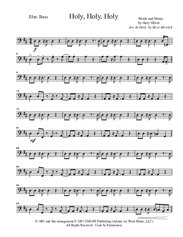 Holy Holy Holy Bass Guitar (Gary Oliver)