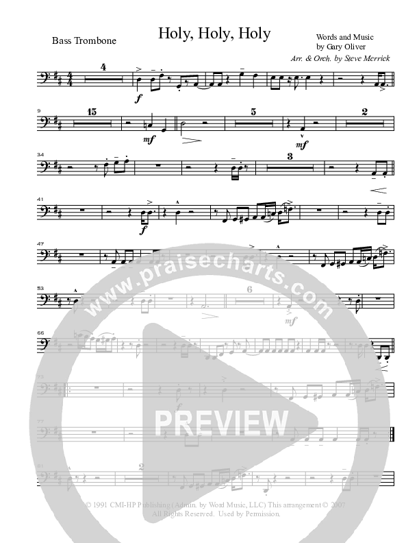 Holy Holy Holy Bass Trombone (Gary Oliver)