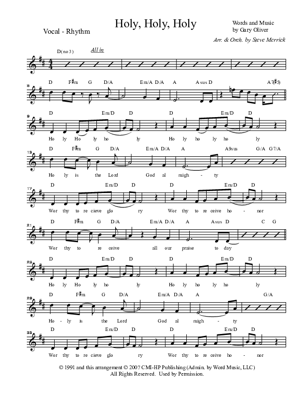 Holy Holy Holy Rhythm/Vocal (Gary Oliver)