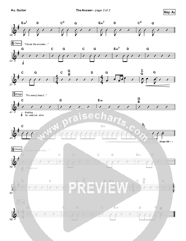 The Answer Acoustic Guitar (Jeremy Camp)