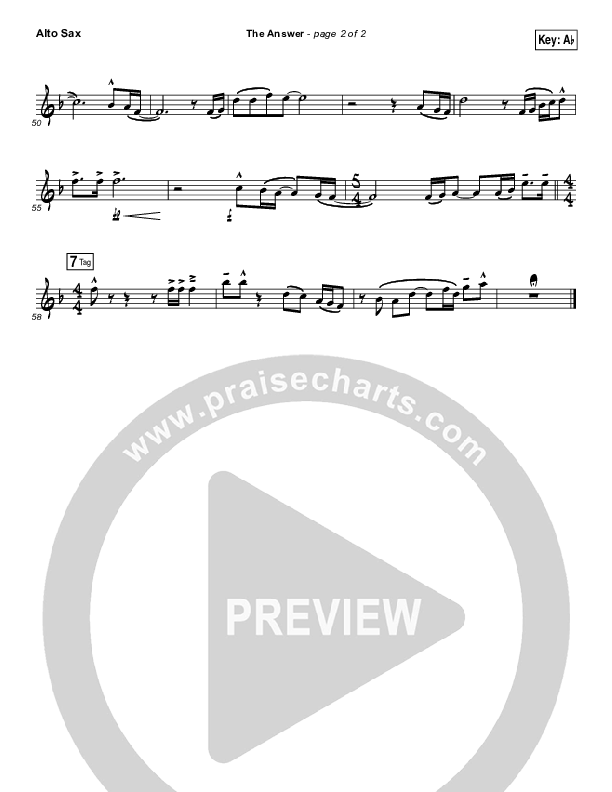 The Answer Alto Sax (Jeremy Camp)