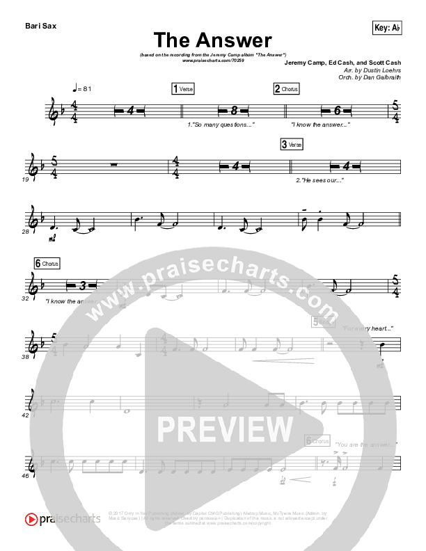 The Answer Bari Sax (Jeremy Camp)
