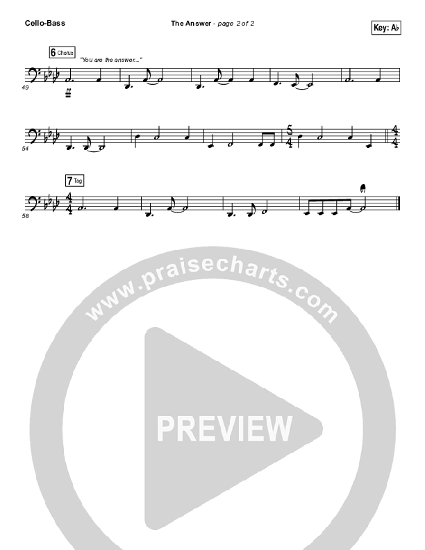 The Answer Cello/Bass (Jeremy Camp)