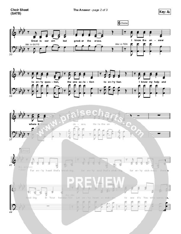 The Answer Choir Vocals (SATB) (Jeremy Camp)