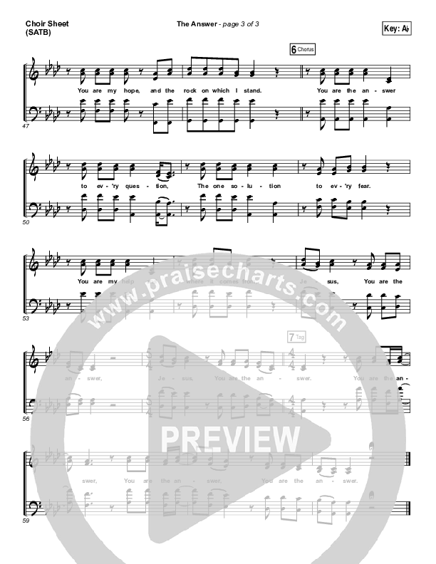 The Answer Choir Vocals (SATB) (Jeremy Camp)