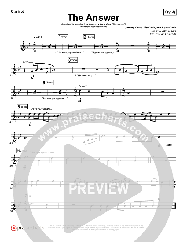 The Answer Clarinet (Jeremy Camp)