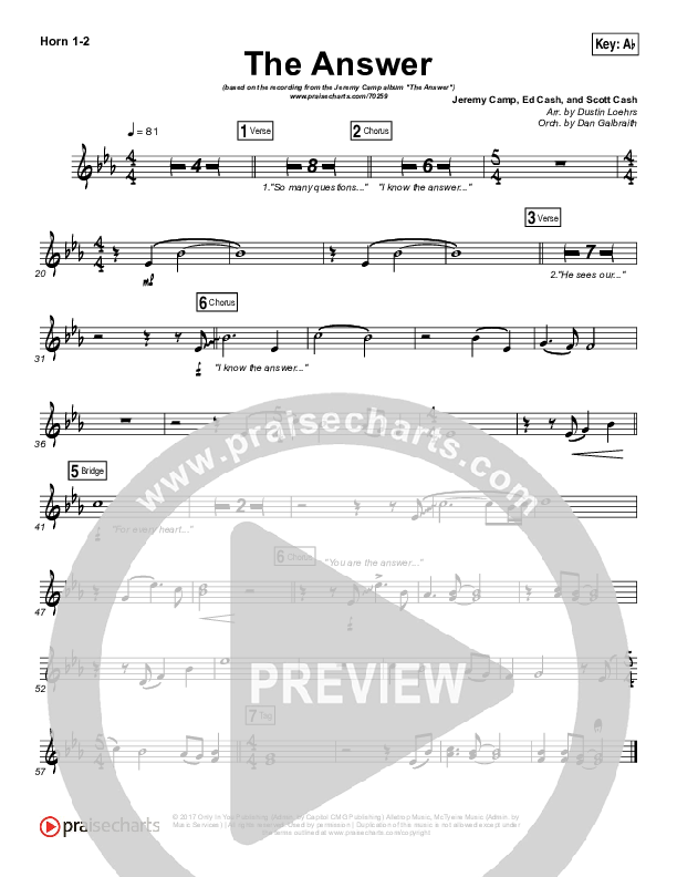 The Answer French Horn 1/2 (Jeremy Camp)