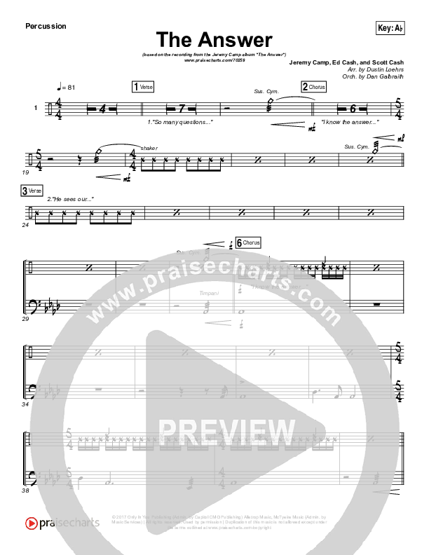 The Answer Percussion (Jeremy Camp)