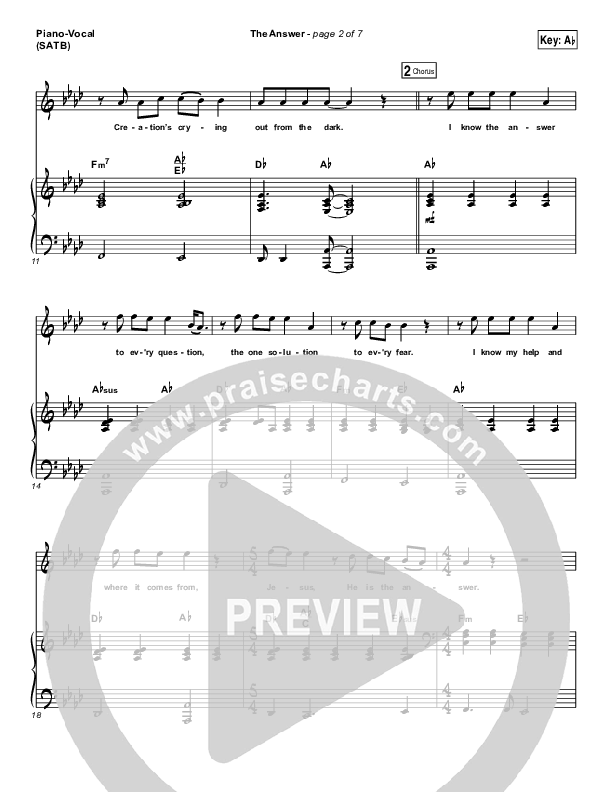 The Answer Piano/Vocal (SATB) (Jeremy Camp)