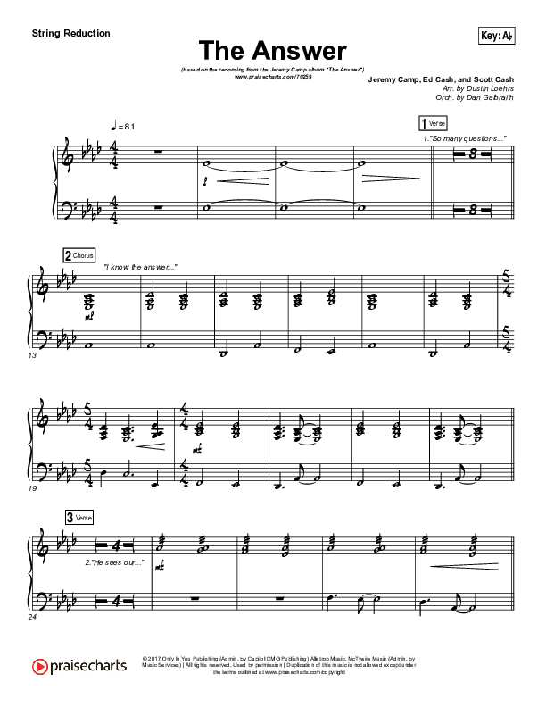 The Answer Synth Strings (Jeremy Camp)