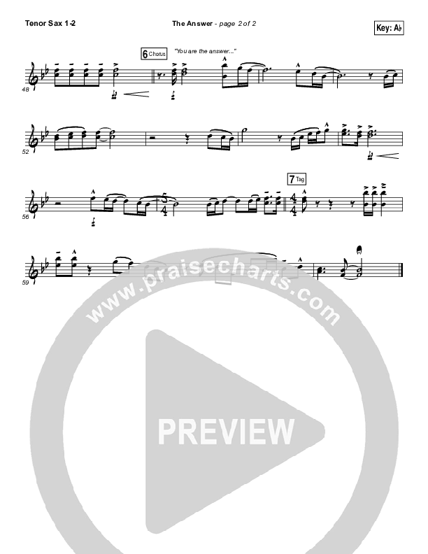 The Answer Tenor Sax 1/2 (Jeremy Camp)