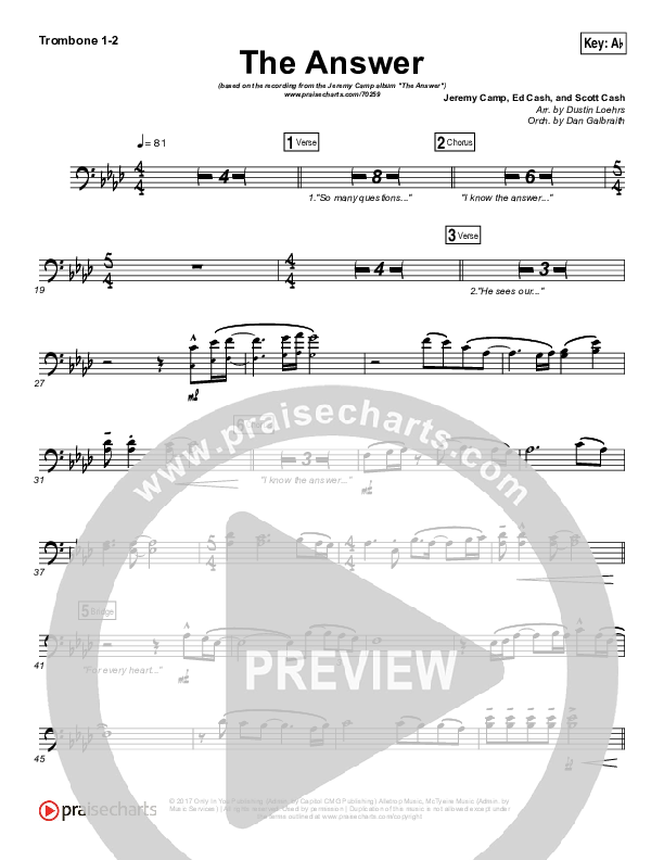 The Answer Trombone 1/2 (Jeremy Camp)