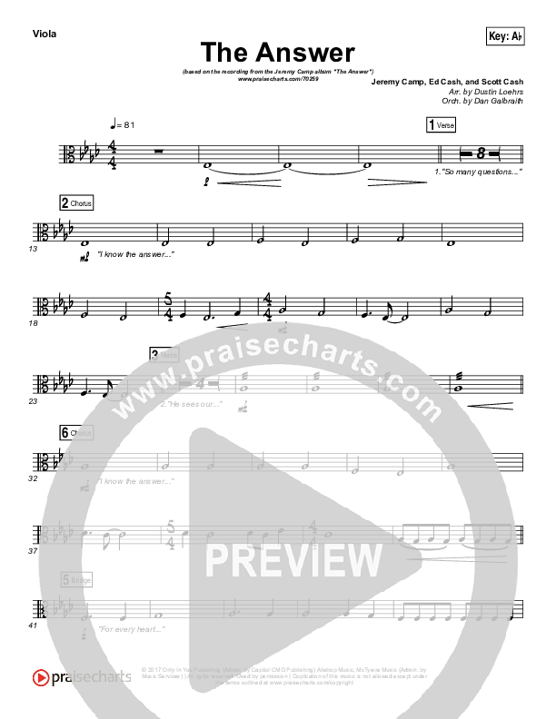 The Answer Viola (Jeremy Camp)