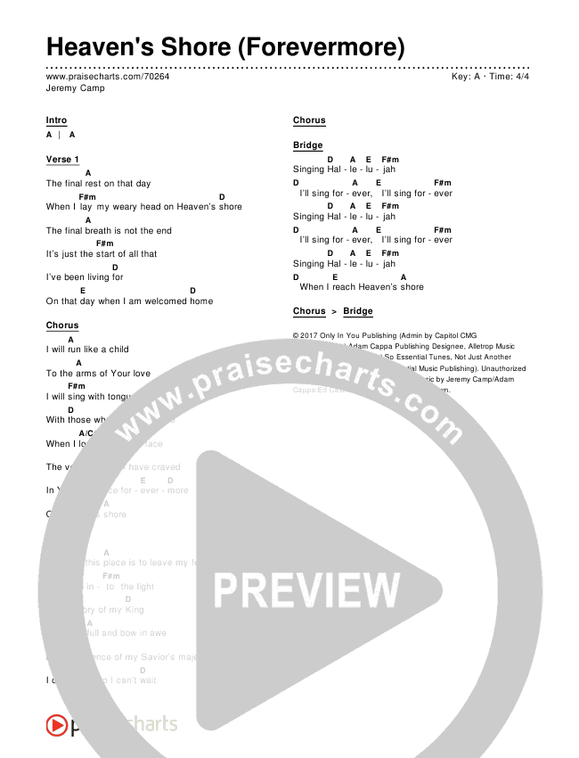 Heaven's Shore (Forevermore) Chords & Lyrics (Jeremy Camp)