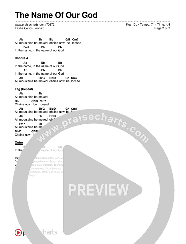 The Name Of Our God Chords & Lyrics (Tasha Cobbs Leonard)