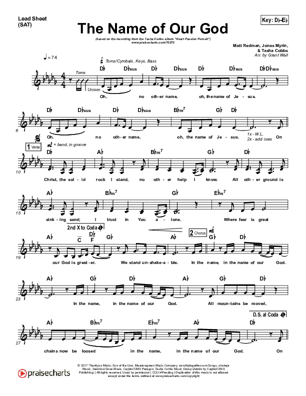 You Know My Name Sheet Music PDF (Tasha Cobbs Leonard) - PraiseCharts