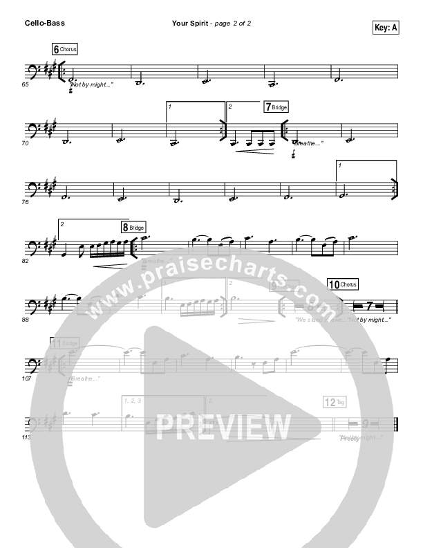 Your Spirit Cello/Bass (Tasha Cobbs Leonard / Kierra Sheard)