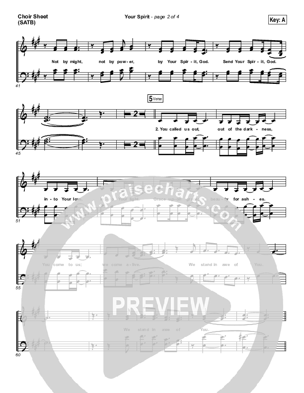 Your Spirit Choir Sheet (SATB) (Tasha Cobbs Leonard / Kierra Sheard)