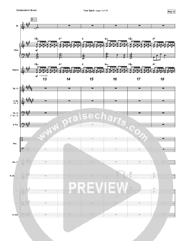 Your Spirit Conductor's Score (Tasha Cobbs Leonard / Kierra Sheard)