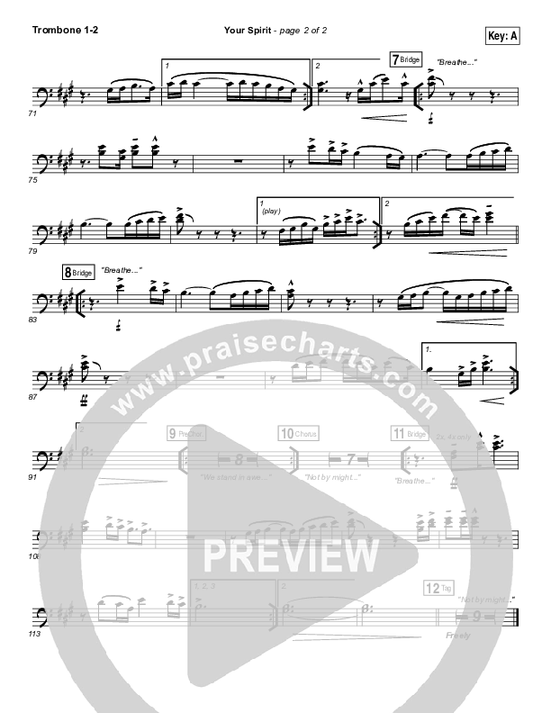 Your Spirit Trombone 1/2 (Tasha Cobbs Leonard / Kierra Sheard)