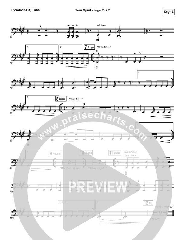 Your Spirit Trombone 3/Tuba (Tasha Cobbs Leonard / Kierra Sheard)