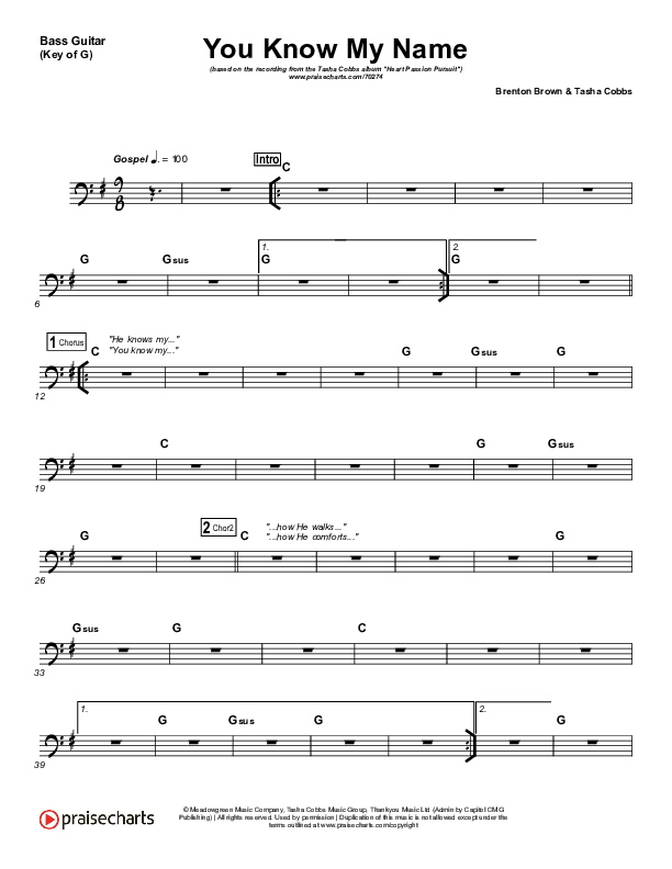 You Know My Name Sheet Music PDF (Tasha Cobbs Leonard / Jimi Cravity