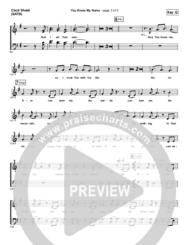 You Know My Name Choir Sheet (SATB) (Tasha Cobbs Leonard / Jimi Cravity)