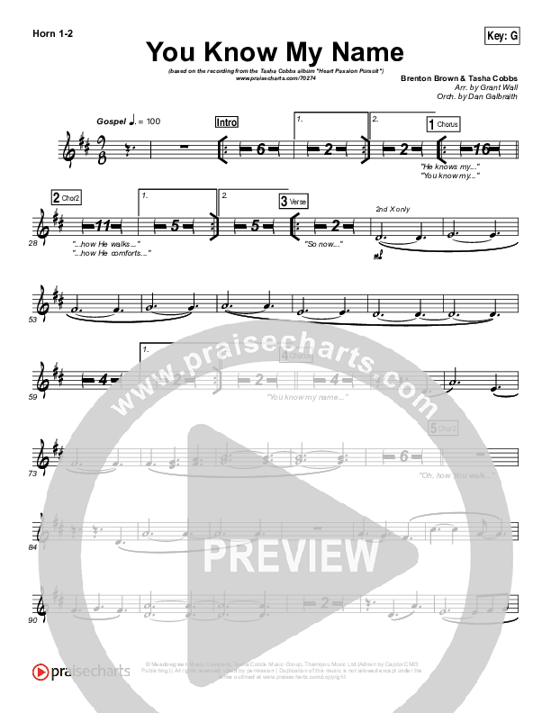 You Know My Name Sheet Music PDF (Tasha Cobbs Leonard / Jimi Cravity) -  PraiseCharts