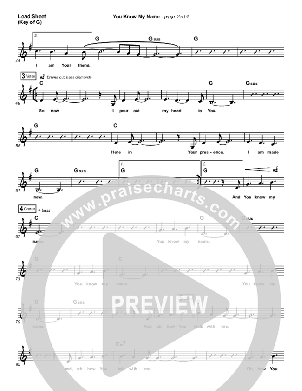 You Know My Name Lead Sheet (Melody) (Tasha Cobbs Leonard / Jimi Cravity)