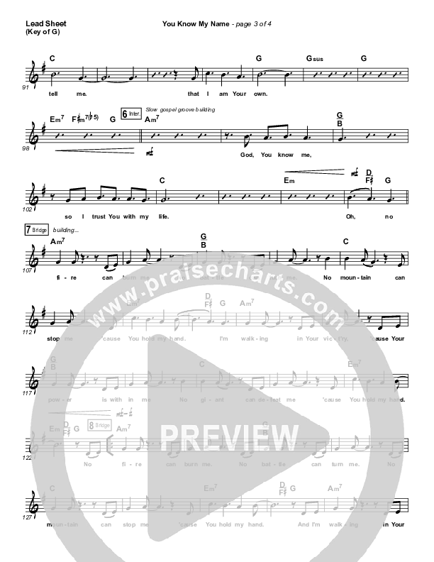 You Know My Name Lead Sheet (Melody) (Tasha Cobbs Leonard / Jimi Cravity)