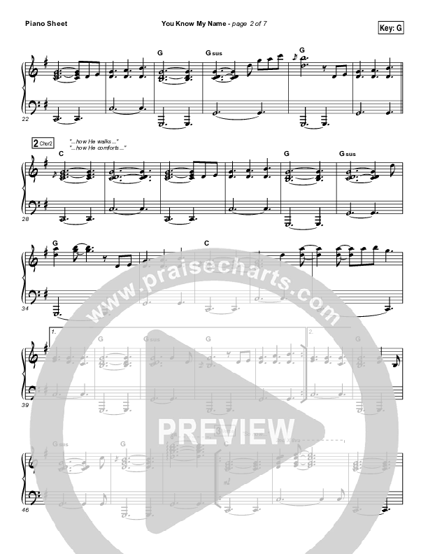 You Know My Name Piano Sheet (Tasha Cobbs Leonard / Jimi Cravity)