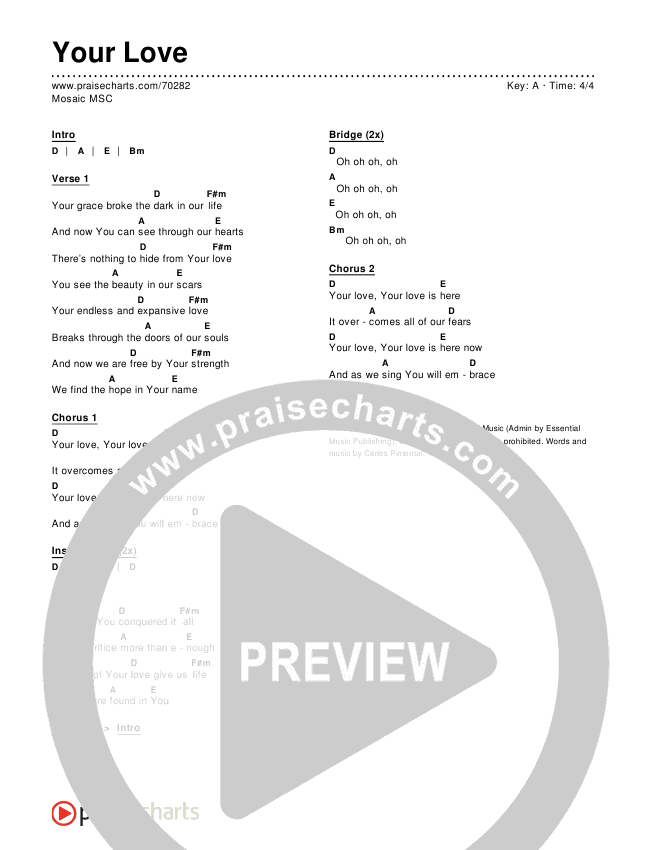 Your Love Chords & Lyrics (Mosaic MSC)