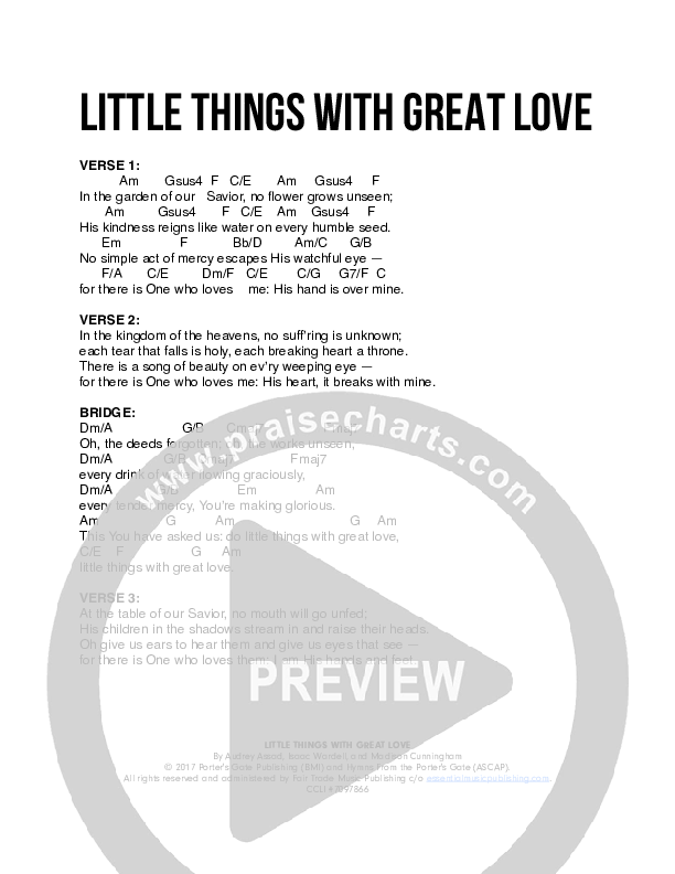 Little Things With Great Love Chords & Lyrics (The Porter's Gate / Madison Cunningham)