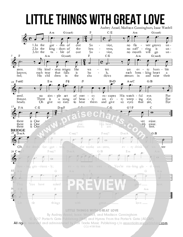 Little Things With Great Love Lead Sheet (The Porter's Gate / Madison Cunningham)