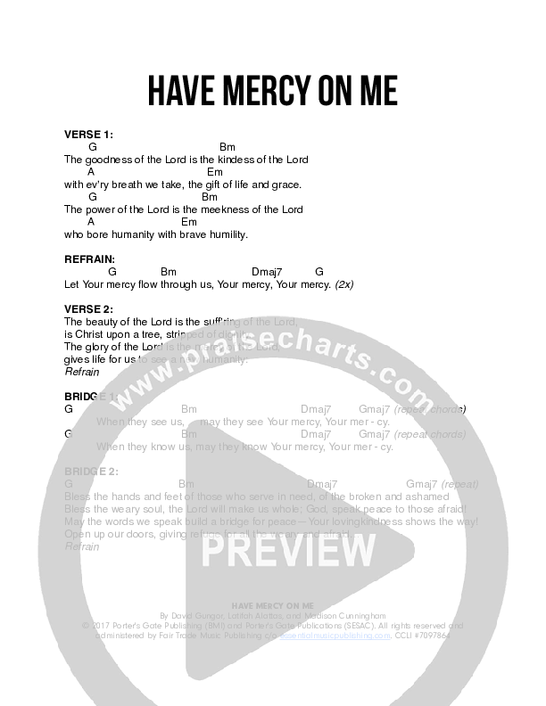 Have Mercy On Me Chord Chart (The Porter's Gate / David Gungor)