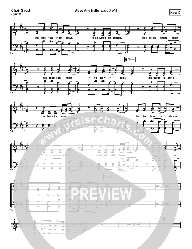 Wood And Nails Choir Sheet (SATB) (The Porter's Gate / Josh Garrels / Audrey Assad)