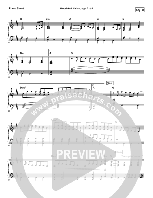 Wood And Nails Piano Sheet (The Porter's Gate / Josh Garrels / Audrey Assad)