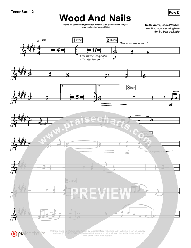 Wood And Nails Tenor Sax 1/2 (The Porter's Gate / Josh Garrels / Audrey Assad)