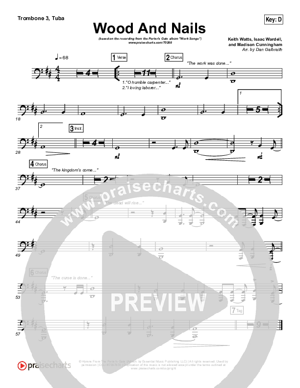 Wood And Nails Trombone 3/Tuba (The Porter's Gate / Josh Garrels / Audrey Assad)