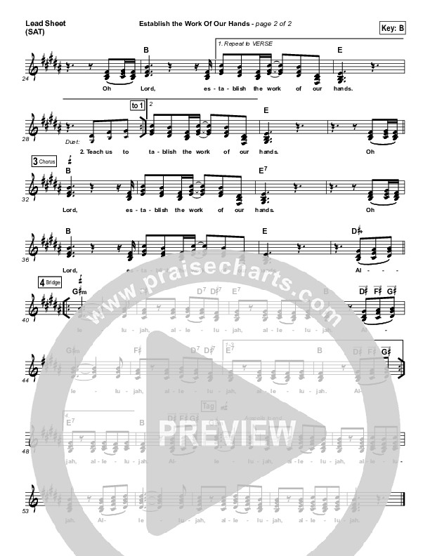 Establish The Work Of Our Hands Lead Sheet (The Porter's Gate / Urban Doxology / Aaron Keyes)
