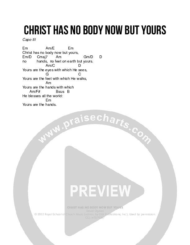 Christ Has No Body Now But Yours Chords & Lyrics (The Porter's Gate / Josh Garrels)