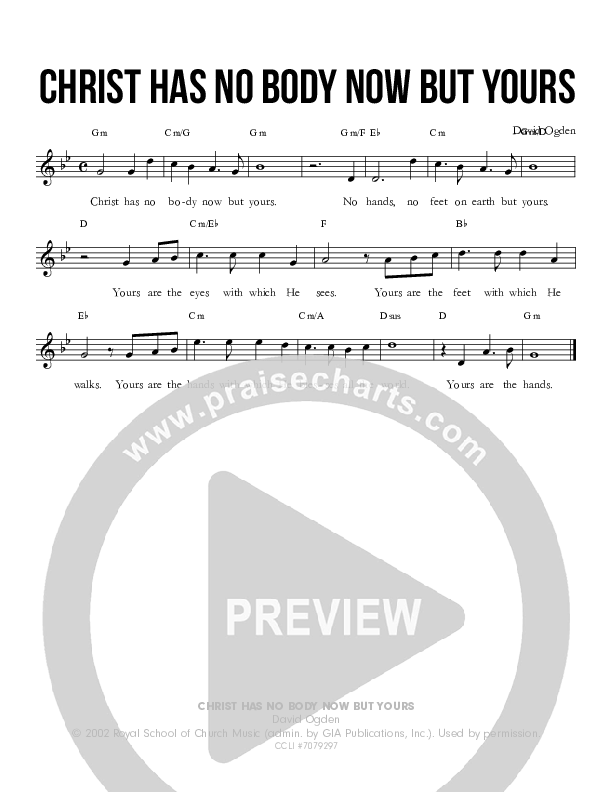 Christ Has No Body Now But Yours Lead Sheet (The Porter's Gate / Josh Garrels)