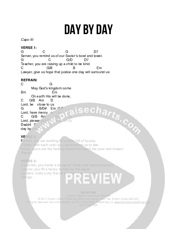 Day By Day Chords & Lyrics (The Porter's Gate / Joy Ike)
