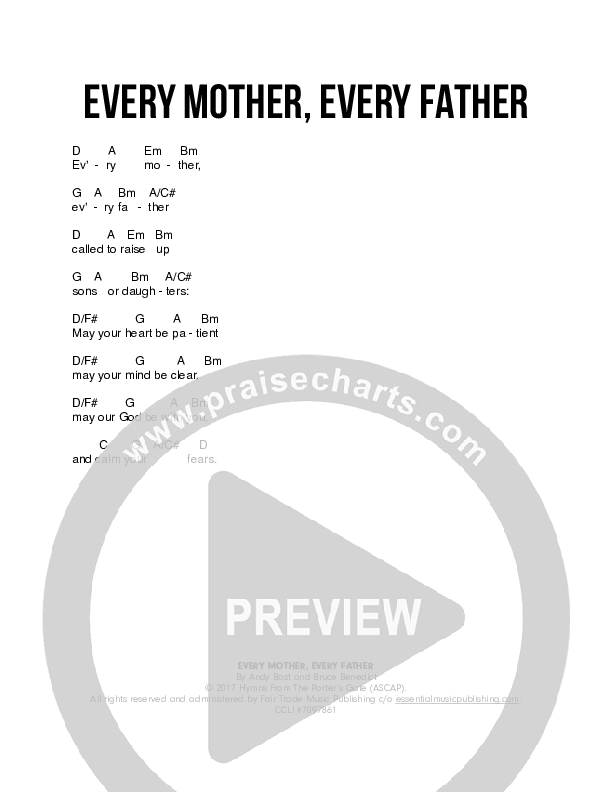 Every Mother Every Father Chords & Lyrics (The Porter's Gate / Audrey Assad)