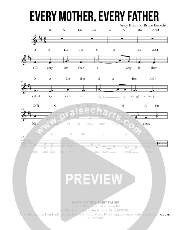 Every Mother Every Father Lead Sheet (The Porter's Gate / Audrey Assad)