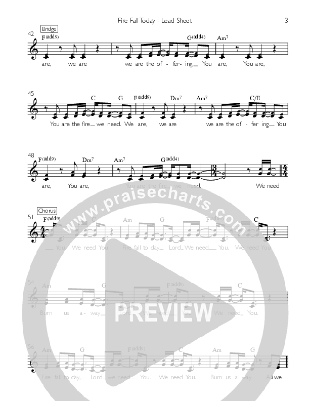 Fire Fall Today Lead Sheet (Concord West Hills)