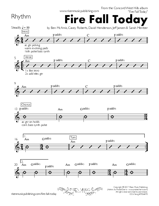 Fire Fall Today Rhythm Chart (Concord West Hills)
