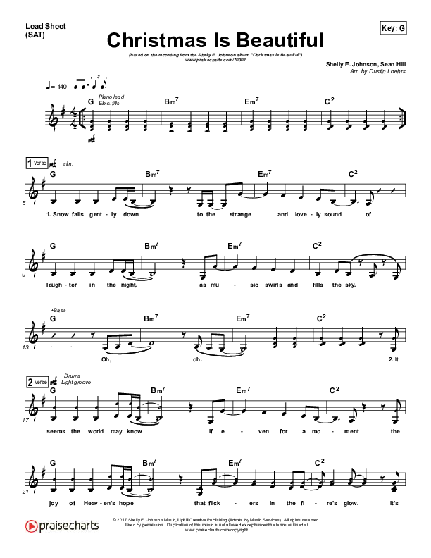Christmas Is Beautiful  Lead Sheet (Shelly E. Johnson)