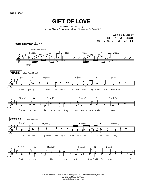 Gift of Love Lead Sheet (Shelly E. Johnson / Seth Condrey)