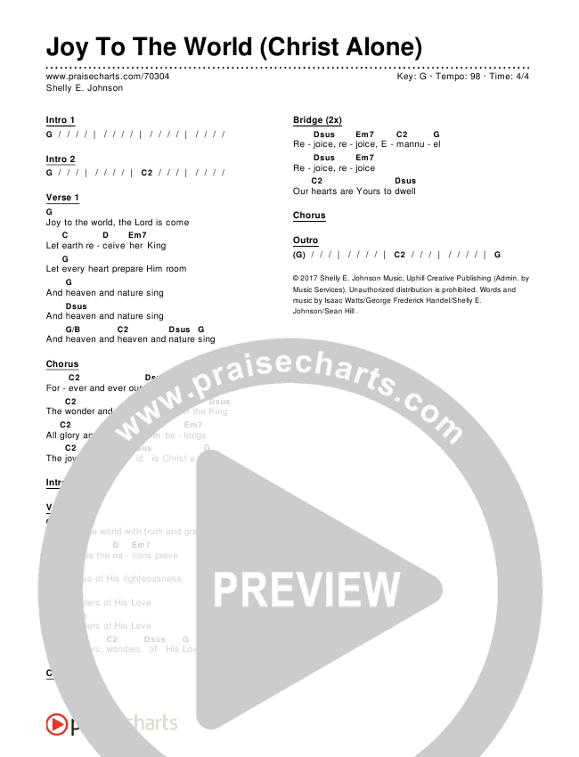 Joy To The World (Christ Alone) Chords & Lyrics (Shelly E. Johnson)